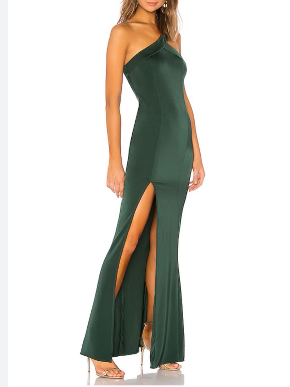 Revolve NBD Emerald Green One Shoulder Dress Gown Cocktail Formal Small NWT